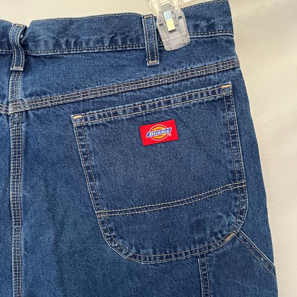 Dickies Carpenter Mens Jeans 38x32 Y2K Utility Street Work Relax Fit Dark Wash - Picture 8 of 11